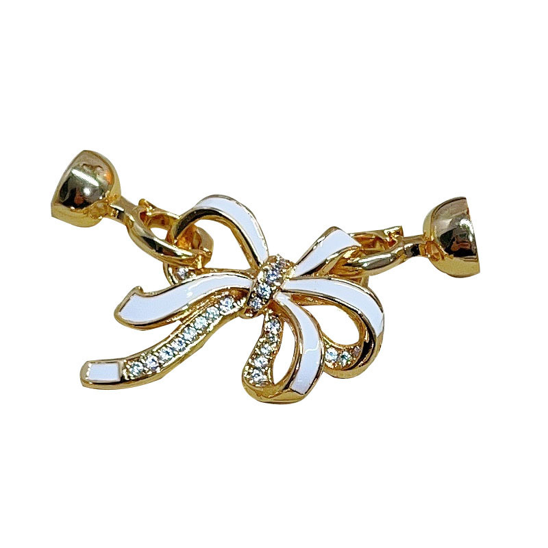 Bow buckle, ins sweater chain button, pearl necklace, niche accessory, buckle, DIY accessory Item Picture