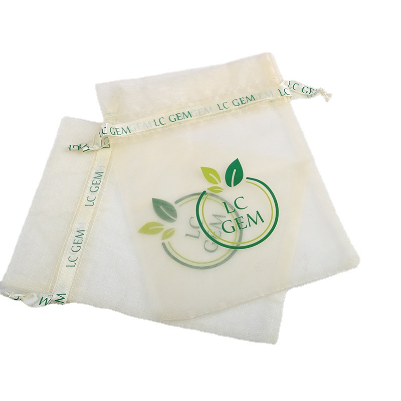 Bunched Mouth Organza Yarn Bag Printing English Ribbon Mesh Yarn Bag Round Bottom Snow Yarn Bag Gift Yarn Bag Manufacturers Wholesale Item Picture
