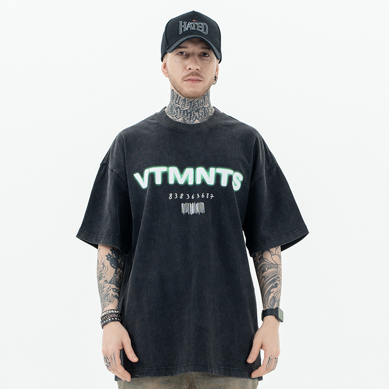 SUP男装|2024春夏季新品潮牌虚化立体英文字母印花重磅短袖T恤男