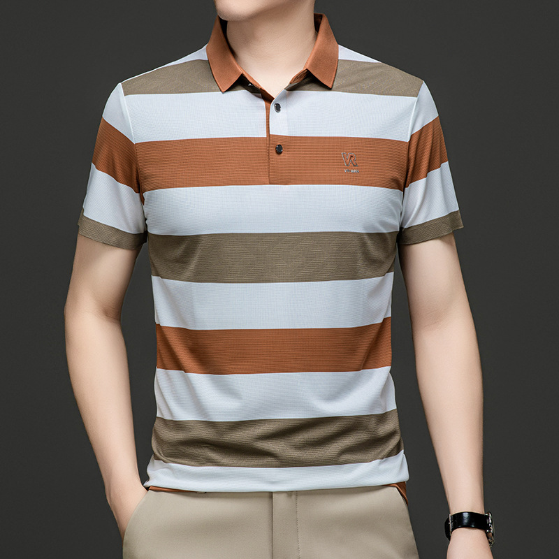 The new summer style of seamless short-sleeved lapel pullover POLO shirt for middle-aged and young men in 2024 is a fashionable and trendy men's wear Application Scenario