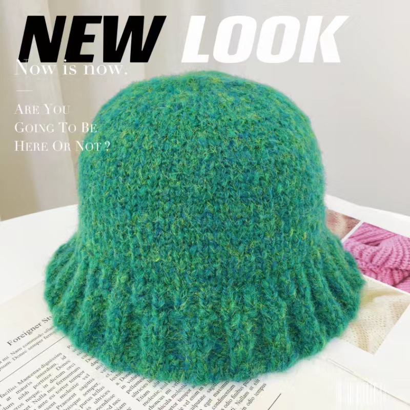 Japanese Knitted Basin Hat Autumn And Winter New Fisherman Hat Female Korean Woolen Hat Retro Warm Personality Bucket Hat Tide