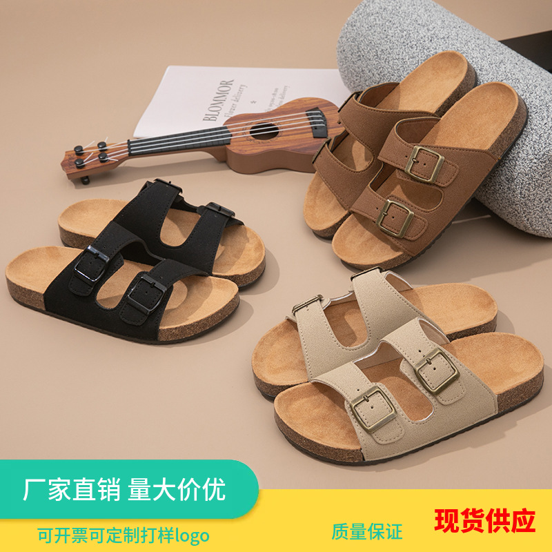 New summer cross-border pvc buckle leather sandals, Boken flat sandals, women's half slippers, thick-soled outerwear