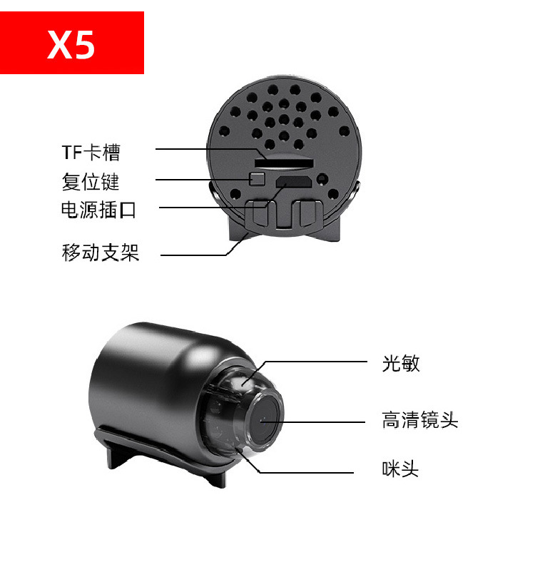 X5家用智能WiFi远程无线监控摄像头亚马逊速卖通Temu外贸跨境供货详情图5