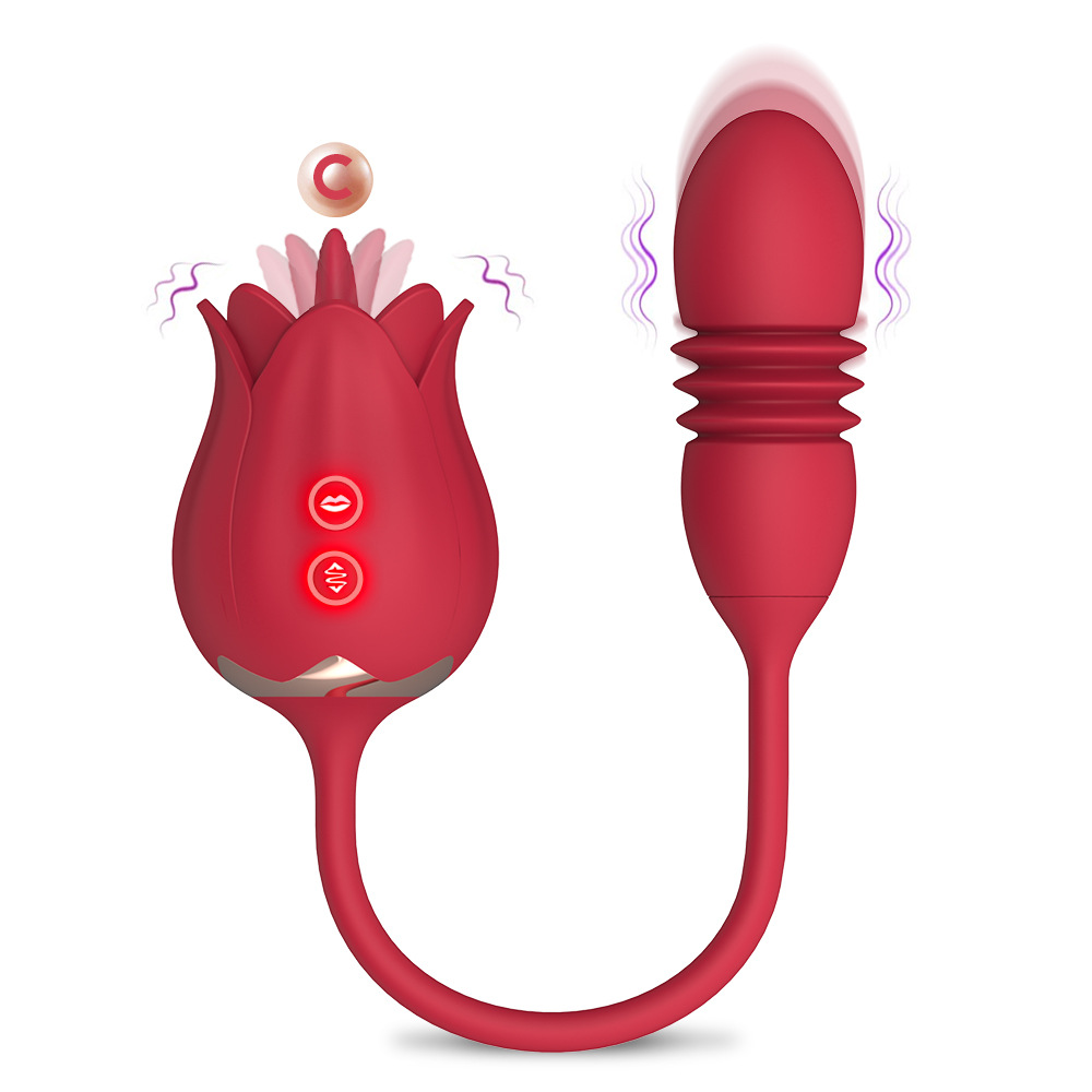Rose 2nd Generation double-headed tongue licking Vibration Telescopic Jumping Egg female masturbation sex toy full figure