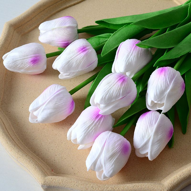 Selected mini PU plastic tulip artificial flowers, fake flowers, cross-border trade silk flowers, wedding and home decoration flowers manufacturer details Picture