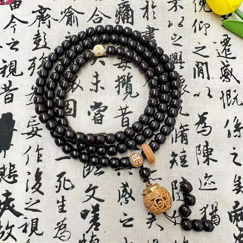风化糖心老料菩提根天然菩提佛珠手串180颗男女款民族风双圈绕指