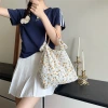 4596 Korean floral canvas bag for women's summer, new large-capacity handbag, thin hand-carry vacation beach bag details Picture