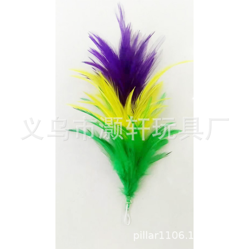 Brazil Carnival feather headband Flash feather headband tricolor purple green yellow feather hair flower silk stocking headband Specification drawing