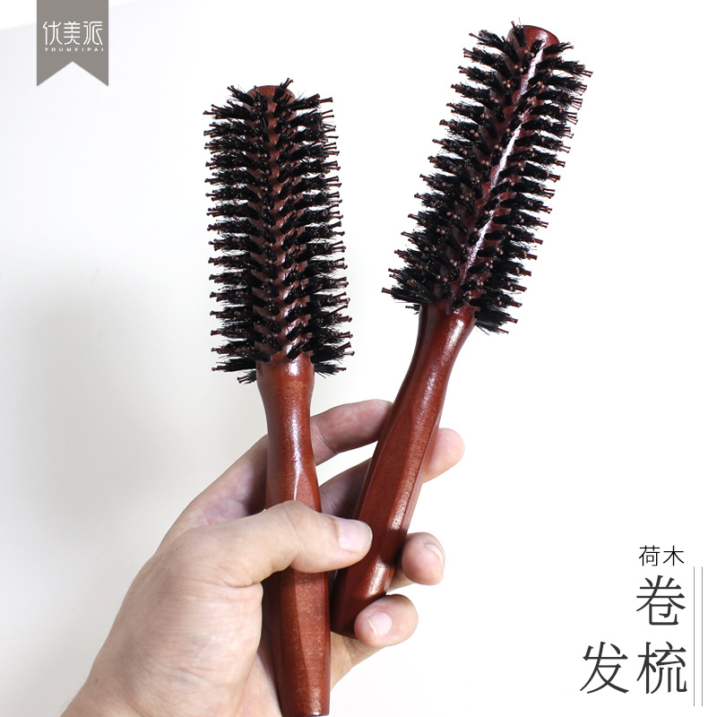 家用造型卷发梳空气刘海滚梳猪鬃毛卷发梳子美发梳头部按摩梳批发三丽鸥梳子梳子牛角梳儿童气垫梳套装牛角梳梳子细节图