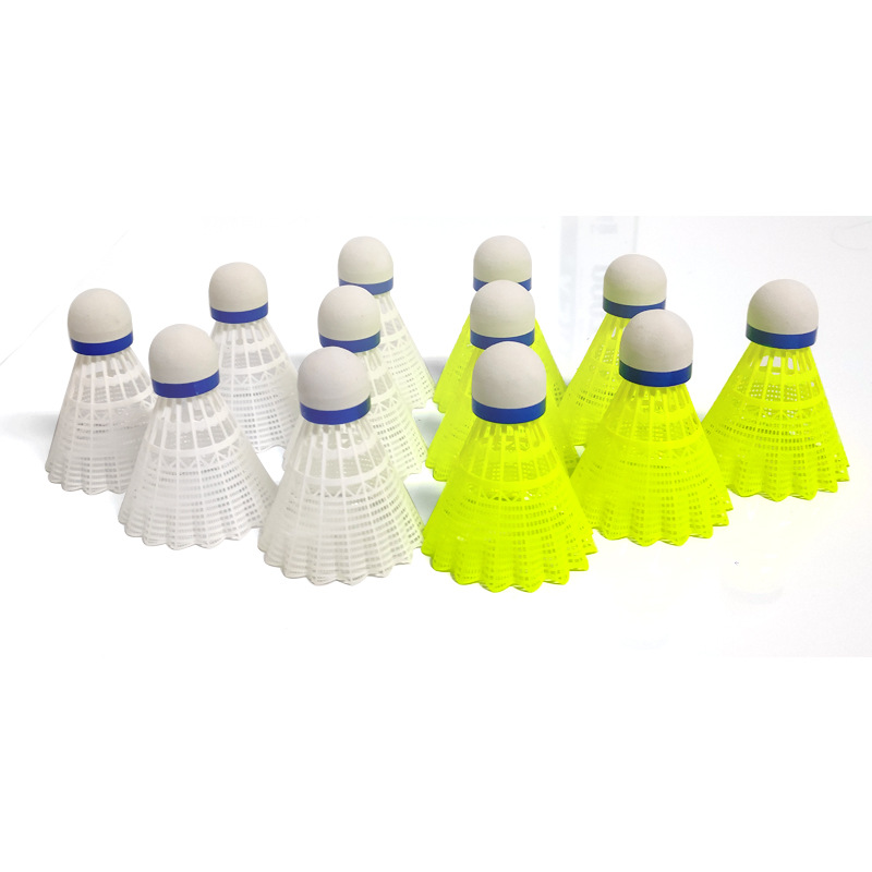 Manufacturers Wholesale 12 Nylon Badminton Super Resistant Indoor And Outdoor Yellow And White Training Plastic Ball Item Picture