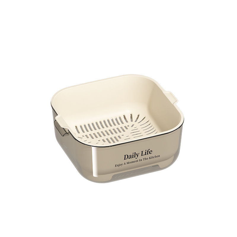 沥水篮/餐具/塑料篮子/欧式份数盆/透明沥水篮白底实物图