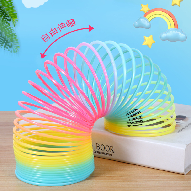 Large Rainbow Ring 8.7*9 Rainbow Ring Children's Spring Ring Magic Hula Hoop Stalls Scenic Spot Toys Wholesale Specification drawing