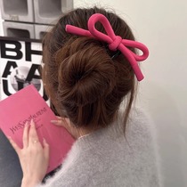 Hand tie bow ~ Cute spring/summer hairpin U-shaped hairpin Female ball hair decoration sweet high-grade hair flower