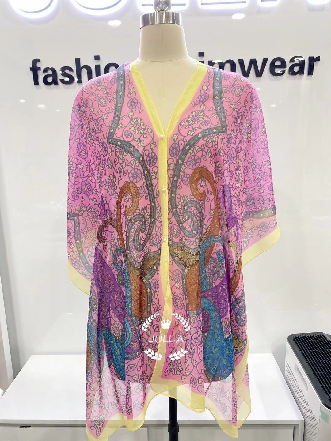Cross-Border E-Commerce Selection Vintage Print Sunblock Chiffon Beach Towel Bohemian Beach Style Pullover Beach Wear Specification drawing
