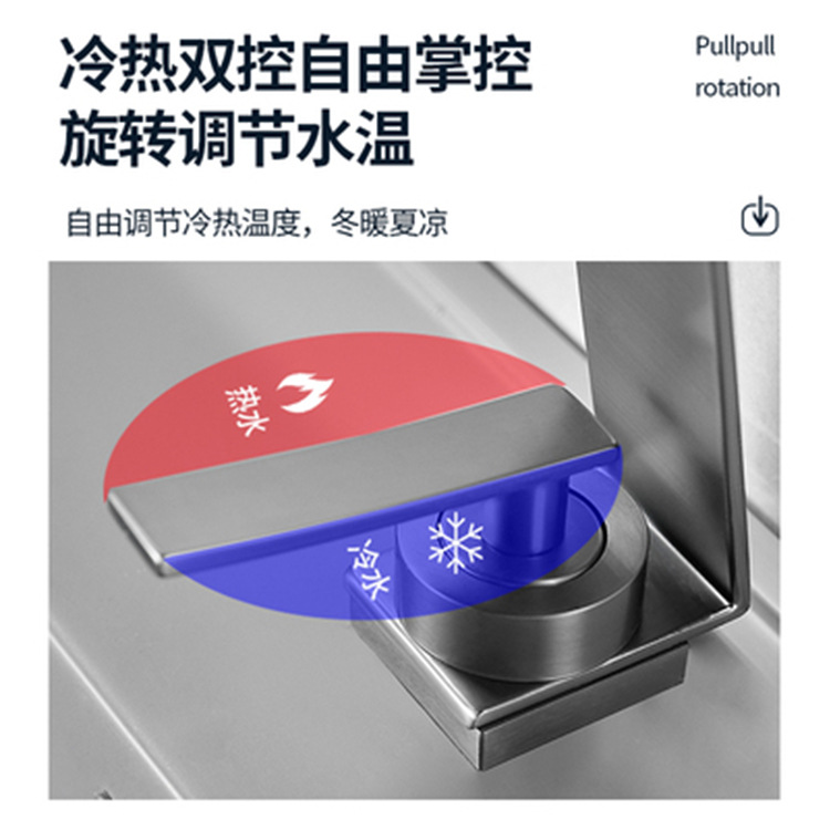 Gun Gray Creative Basin Hot And Cold Water Faucet Brass Minimal Wash Basin Waterfall Bathroom Household Wash Basin Application Scenario