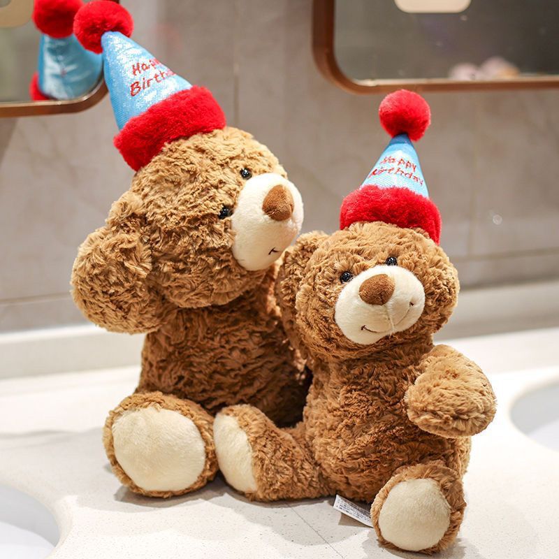 New Birthday Hat Teddy Bear Plush Toys To Girls Children's New Year Gift Bear Dolls Wholesale details Picture