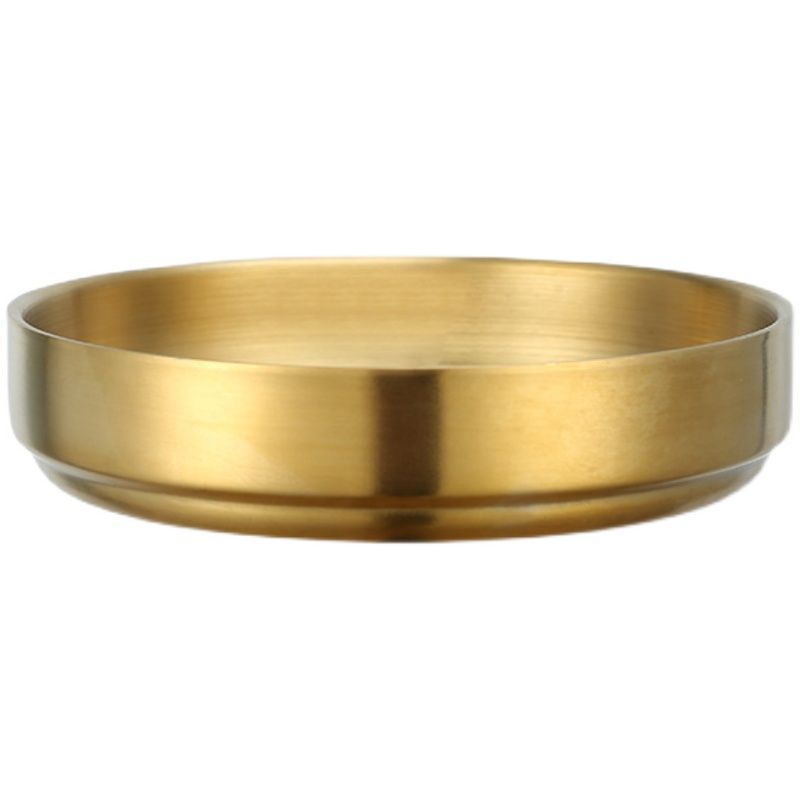 Stainless Steel Double-Layer Korean-Style Saucers, Seasoning Saucers, Dipping Saucers, Golden Kimchi Saucers, Barbecue Restaurant Cold Dish Saucers, Bone Saucers, Flavor Saucers Item Picture