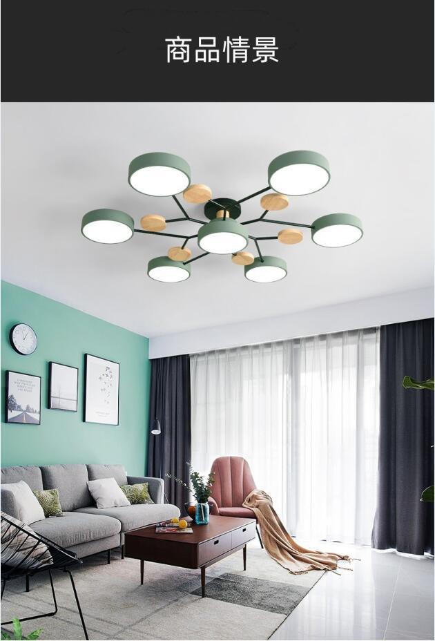Cross border new nordic wind multihead techo moderno y minimalista comedor dormitorio lámpara principal macaron estilo europeo sala de estar faros pic 8