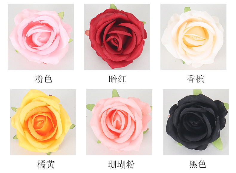 小巴黎仿真玫瑰花头婚车DIY蛋糕饰品玫瑰花墙装饰花朵假花批发详情3