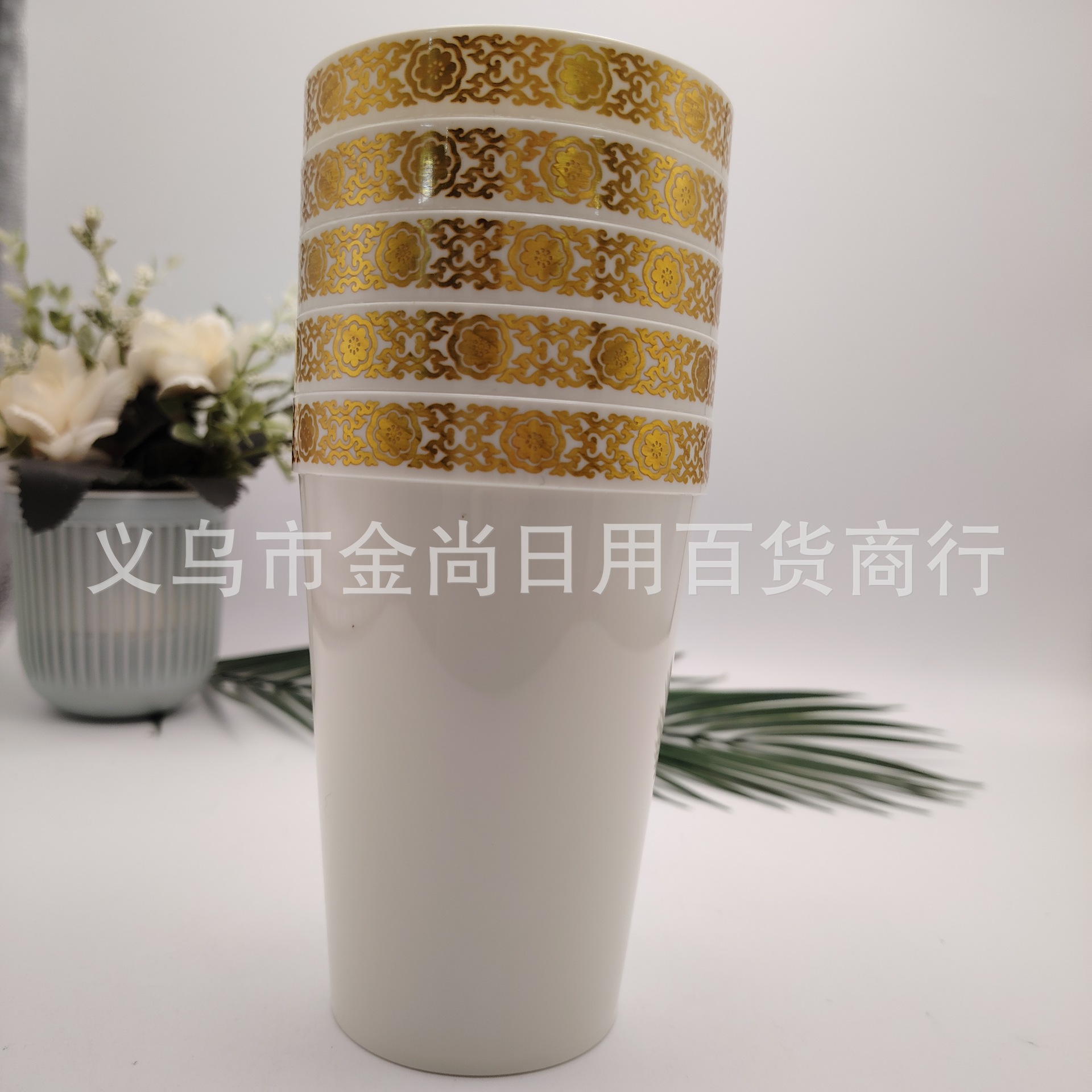 Melamine tea cups, beverage cups, commercial tea cups, rice bowls, plastic soup bowls, seasoning bowls, imitation porcelain tableware, Golden Waterfall wholesale details Picture