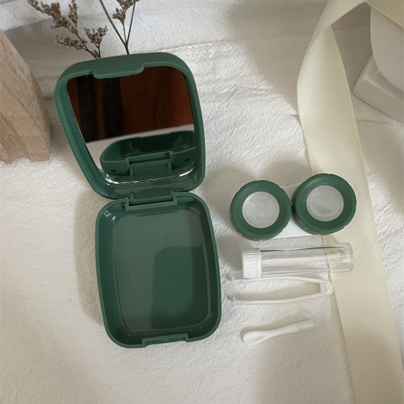 Like Fish ins solid color simple matte contact lens case, cute, small and portable beauty contact lenses and myopia companion box Item Picture