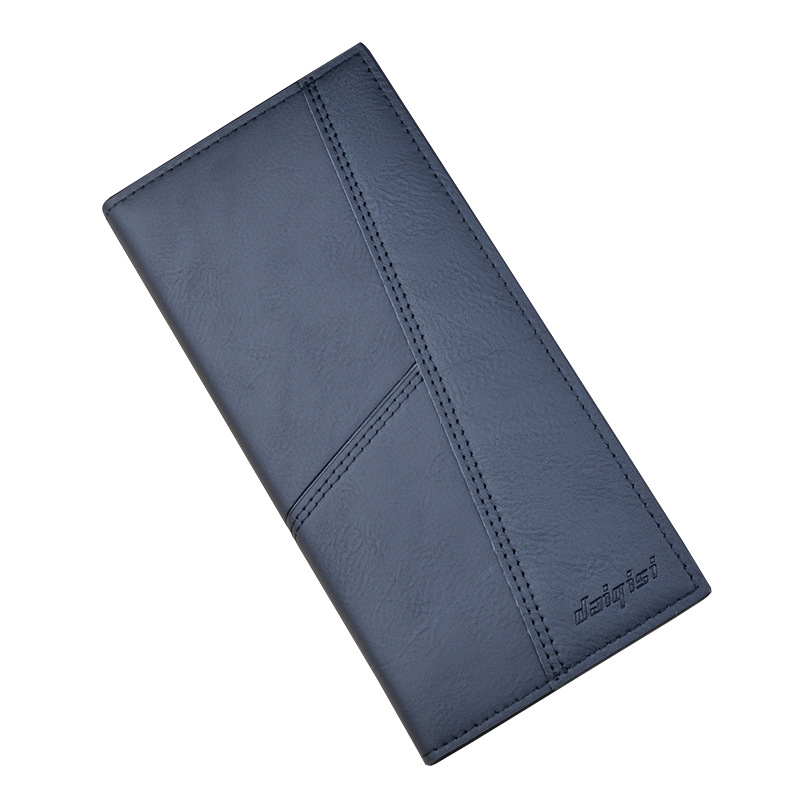 Men's Long Wallet, Young Men's Thin Soft Wallet, Multi-Slot Card Bag, Large-Capacity Fashionable Patchwork Suit Bag Item Picture