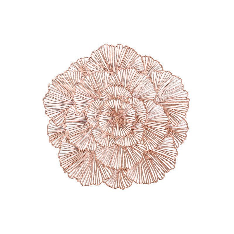 Nordic Light Luxury Pvc Home Dining Mat New Hibiscus Flower Hollowed Out Wash Waterproof Oil Anti-Hot Cup Mat Western Placemat Item Picture