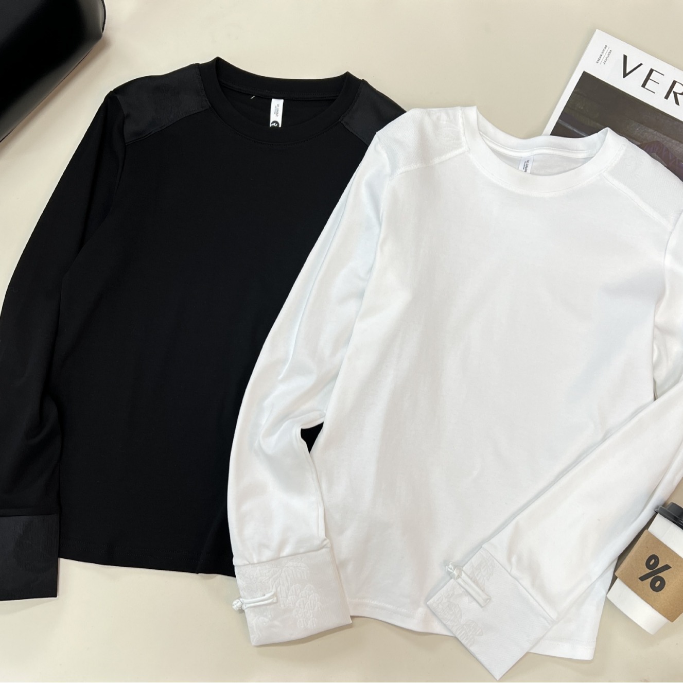 Spring 2025 New round-neck design stylish long-sleeved slimming top Women's T-shirt 3581 details Picture