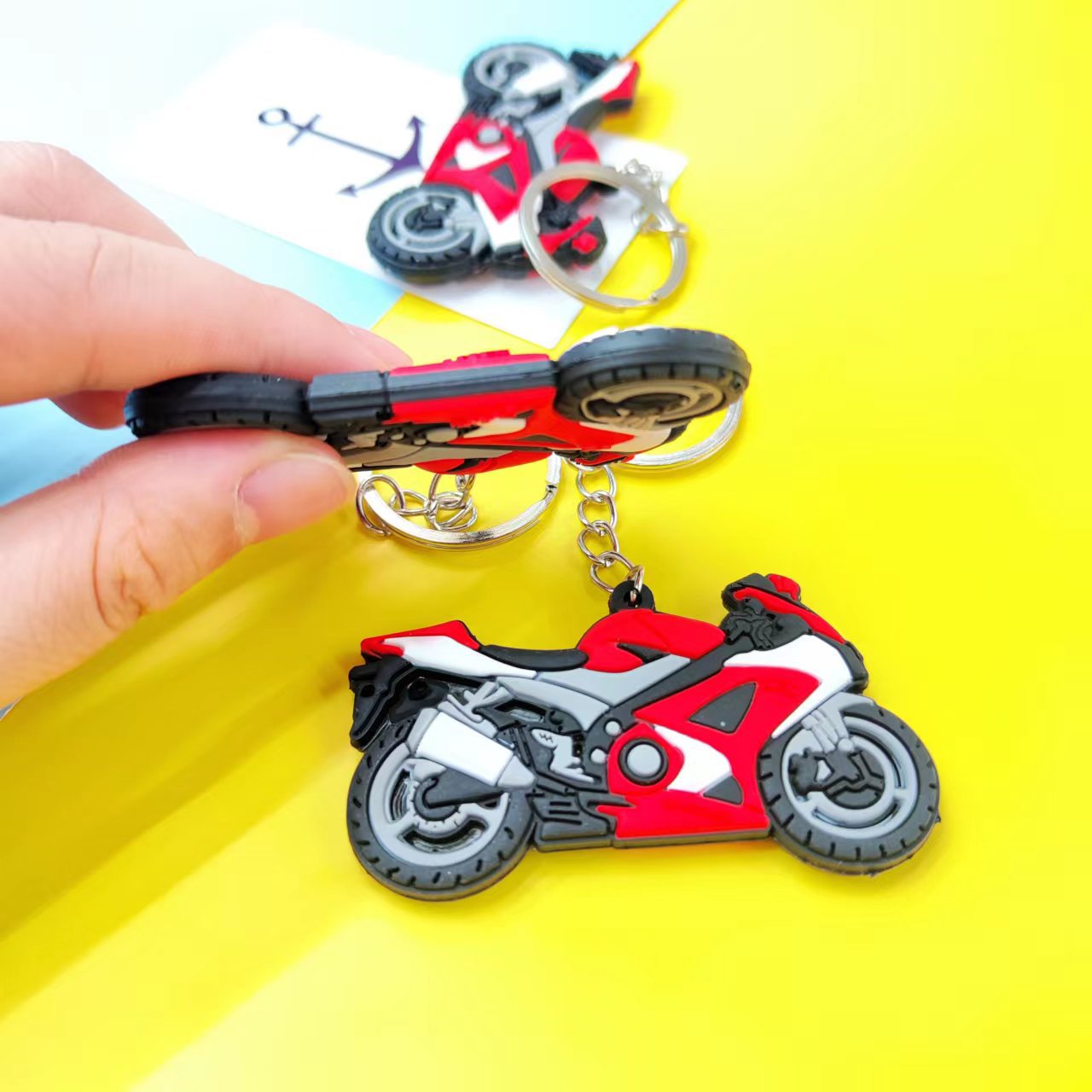 Wholesale Amazon Pvc Motorcycle Key Chain Three-Dimensional Bag Car Pendant Promotional Advertising Small Gifts Specification drawing