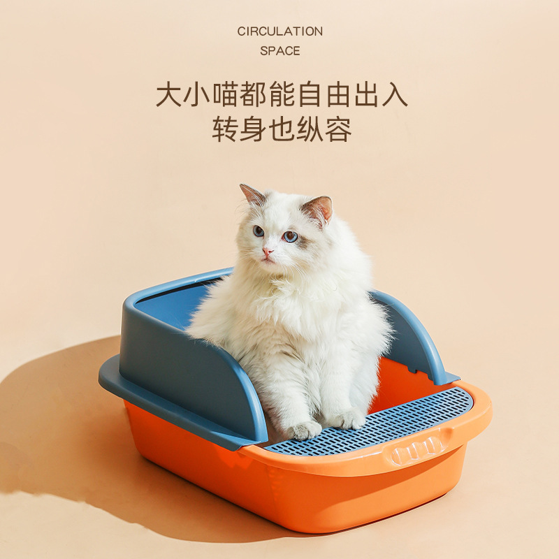 Pet litter box semi-closed increase litter box spatter-proof High quality cat pet products Cat toilet Specification drawing