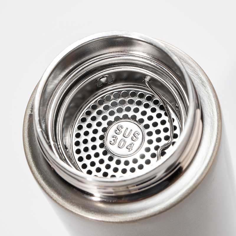 Tazas aislantes comerciales simples de gran capacidad para hacer té taza de cuerpo recto portátil con compartimiento de té taza de agua de cuerda de acero inoxidable al por mayor Specification image