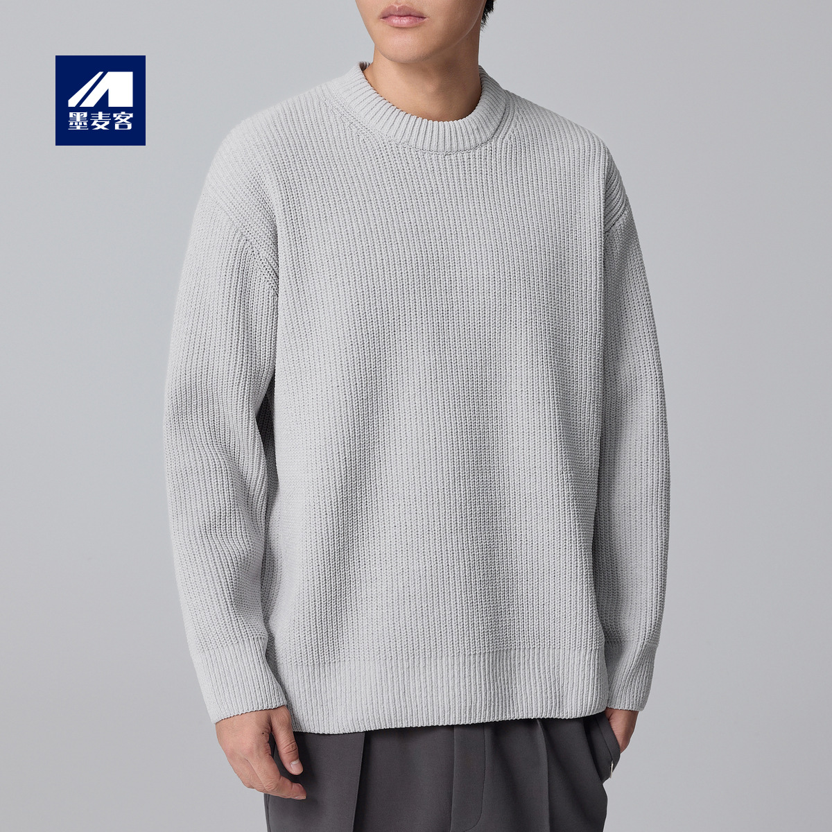 Momeck men's vertical texture knitted sweater 2024 Winter new round neck pullover sweater for men 21900