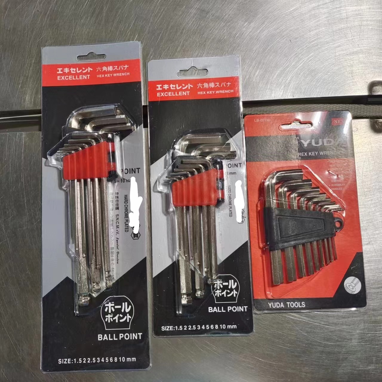 Wholesale of 9-piece set of matte-coated extended medium-length ball head hex socket wrenches