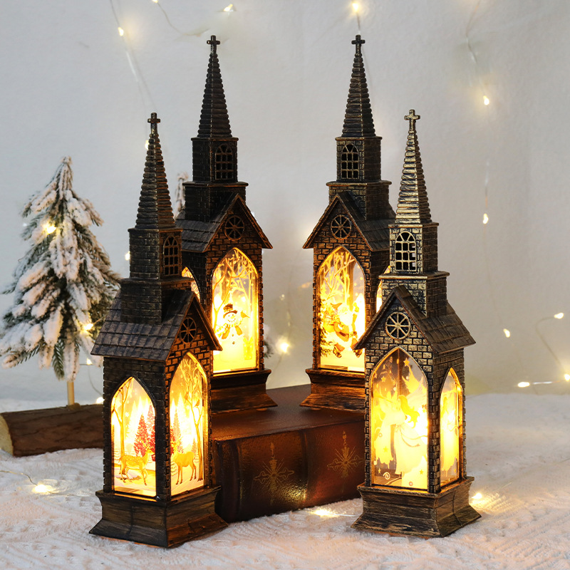 Cross Border Decoration Christmas Decoration Wind Light Light House Decoration Creative Night Light Electronic Candle Light Christmas Gift details Picture