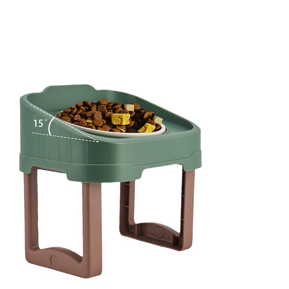 New type of pet food bowl, ceramic stainless steel dog food bowl, detachable and separable, single anti-choking slow food bowl with a stand Item Picture