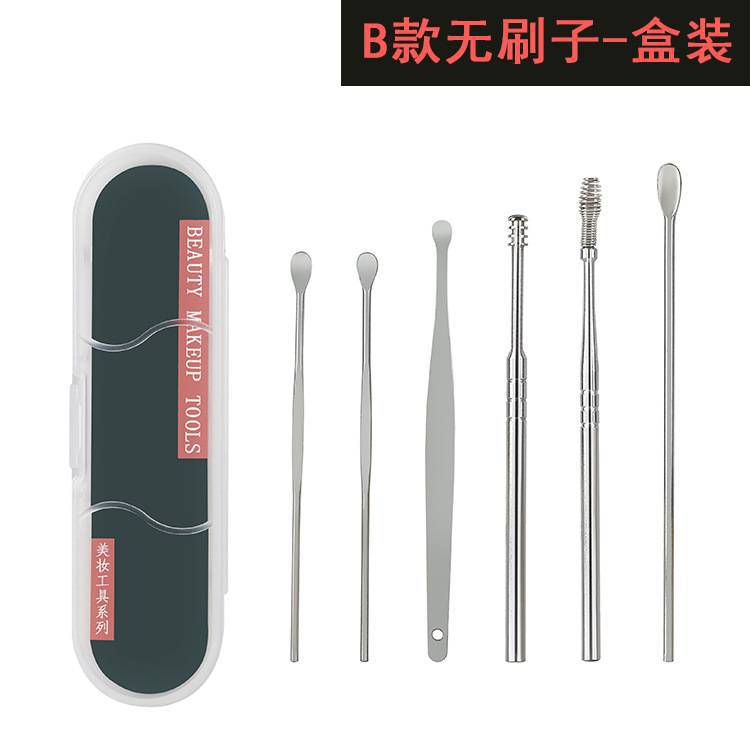 6-piece box set of ear scoops, metal ear scoops, spiral ear picks, spring ear cleaners, home decoration accessories, ear scoops details Picture