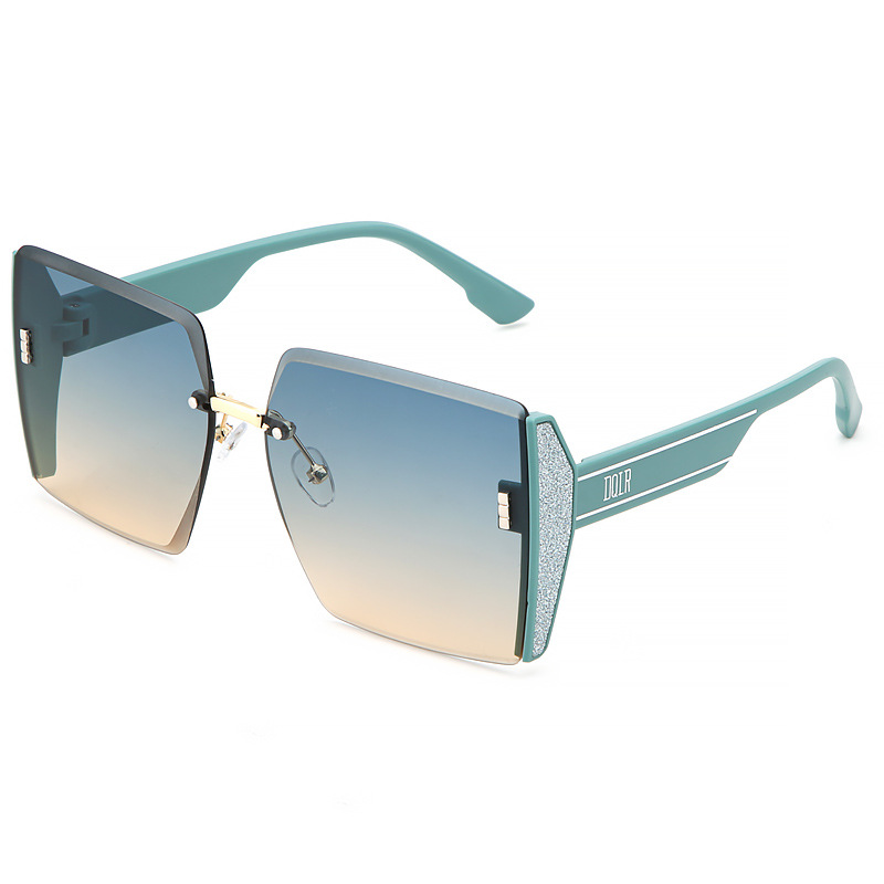 2023 new fashion rimless women's sunglasses Douyin live ladies sunglasses net red the same type of glasses spot Specification drawing