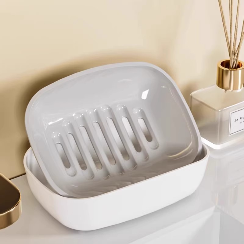 Wholesale of cross-border best-selling soap boxes, household bathroom draining soap boxes, double-layer draining large soap storage racks Specification image
