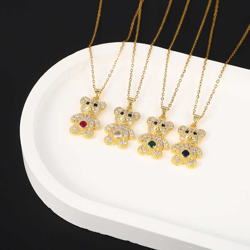 时尚轻奢满钻小熊轻奢气质满钻项链女百搭锁骨链吊坠