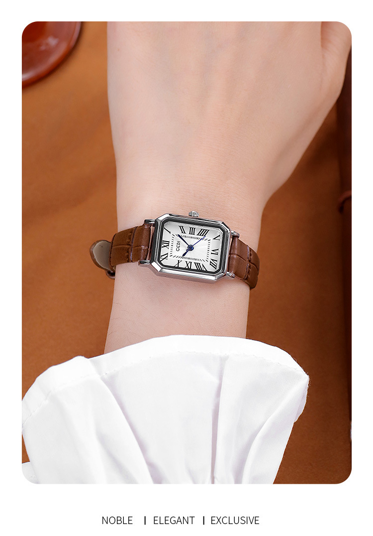 歌迪经典款复古小方简约高级学生款真皮腕表手表女士精致百搭详情9