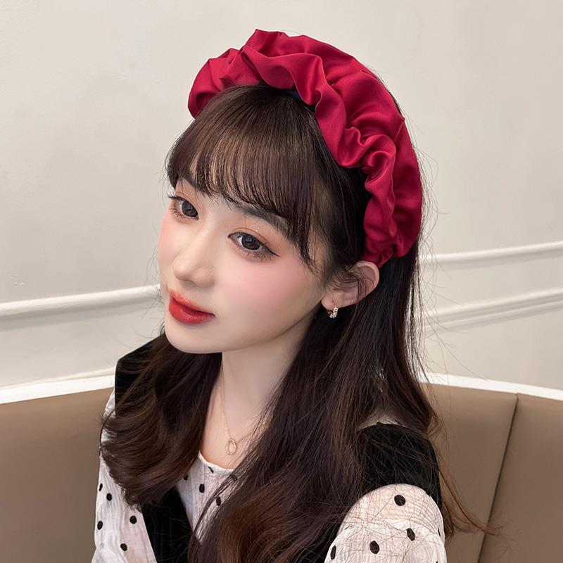 Temperament Black Pleated Wide Edge Hair Band Female Net Red Fashion Super Fairy Head Band Hair Card To Go Out All Simple Headdress Specification drawing