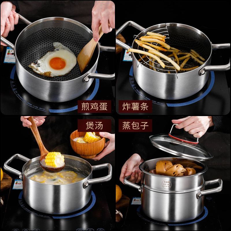 Steel 316 Stainless Steel Honeycomb Stockpot Non-Stick Household Porridge Cooking Small Pot Thickened Gas Induction Cooker Pot Application Scenario
