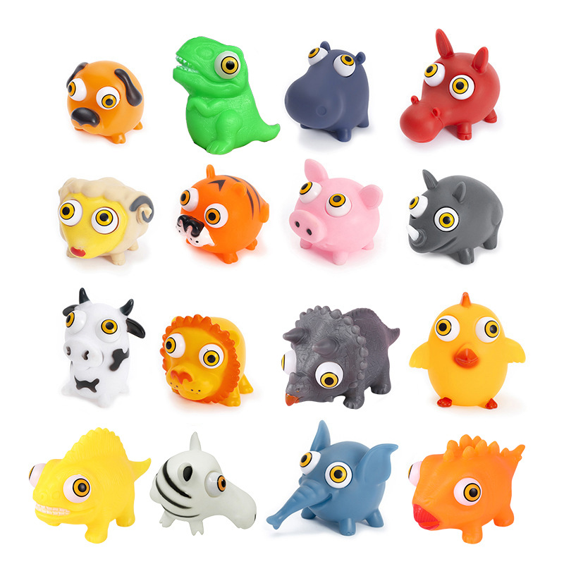 跨境卡通厂家直销减压动物挤眼公仔解压捏捏乐瞪眼突眼发泄玩具