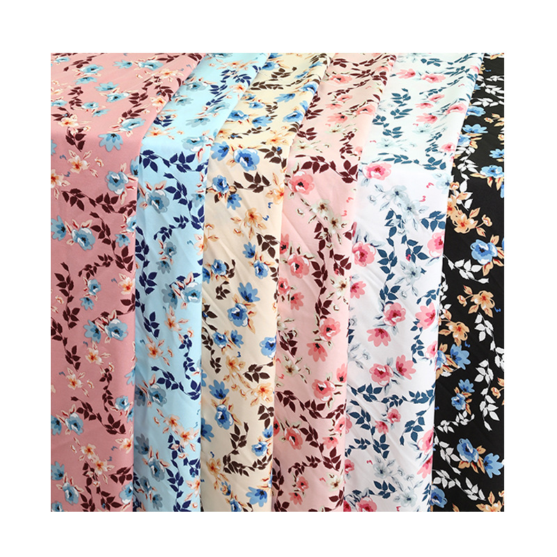 100D Four-Sided Elastic Watermark Printed Fabric Plant Print Fashion Small Fresh Dress Clothing Chiffon Cloth Item Picture