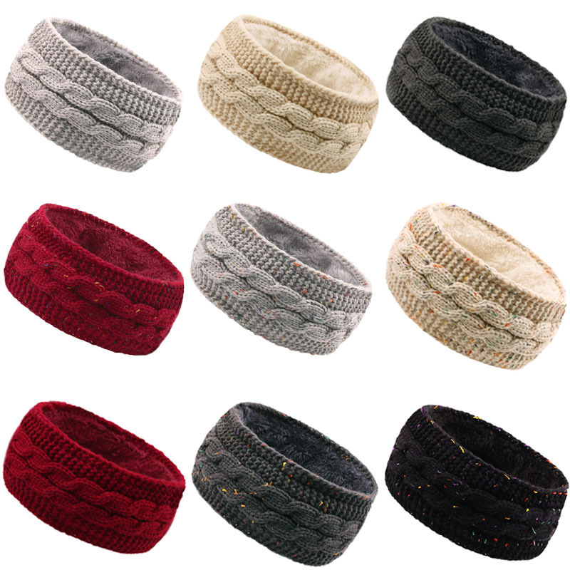 New winter fleece hair accessories, cross-border autumn and winter woolen knitted hair bands, European and American warm sports headbands, ear protecters pic 6