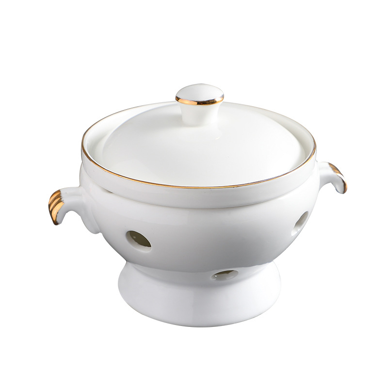 Ceramic hotel bird's nest dessert bowl, sea cucumber, abalone, millet, Liaoning sea cucumber, shark fin cup, covered, candle, alcohol, heating tableware Item Picture