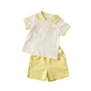 New summer set for girls: Children's lapel polo shirt, fashionable little kids short-sleeved, cute girls with printed patterns, two-piece set Item Picture