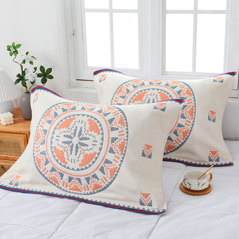 Eight Layers Of Gauze Pillow Towel Pure Cotton Pair Of European Jacquard Thickened Boys Pillow Towel Anti-Fall Cover Wholesale