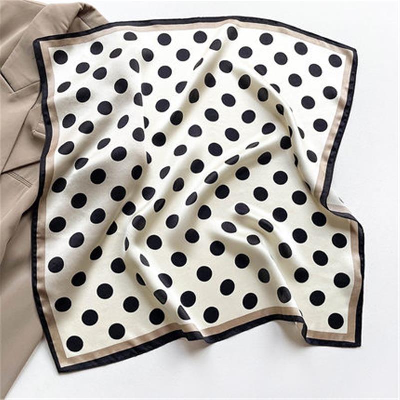 Manufacturers Direct Supply South Korean Fashion Polka Dot Small Square Scarf Silk Scarf Female Imitation Silk Square Spring And Summer Scarf Headband Tie Bag Item Picture
