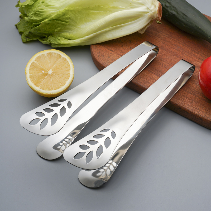 304 stainless steel food tongs, buffet public tongs, household food tongs, heat-resistant grilled meat steak tongs, bread tongs details Picture